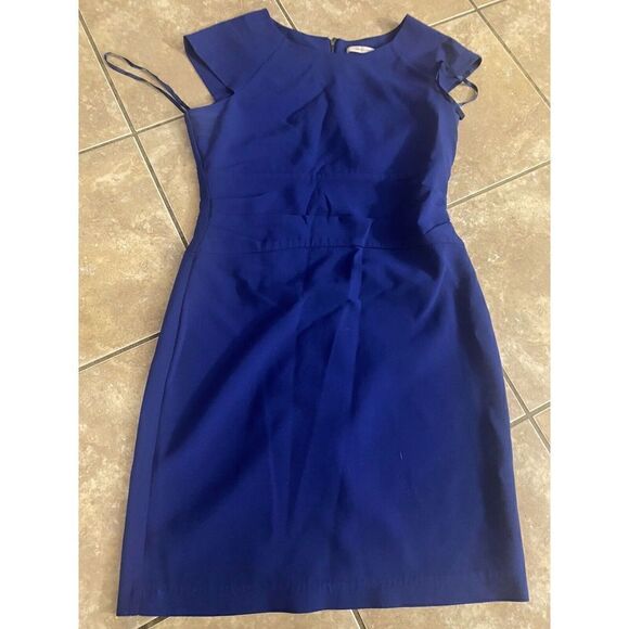 Diane Von Furstenberg 12 Career Exposed Zipper Blue Dress - Picture 1 of 7